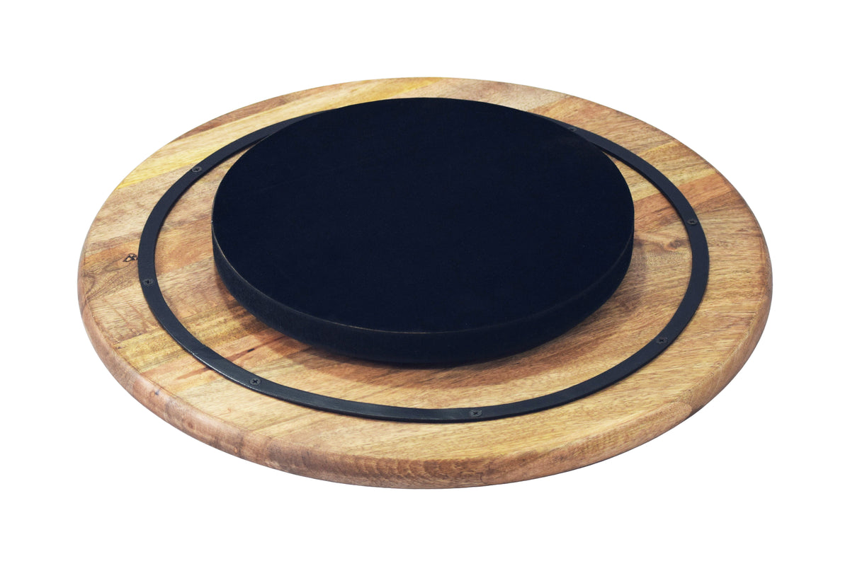 Massiver Drehteller SERVANT 50cm natur Mangoholz drehbare Servierplatte rund