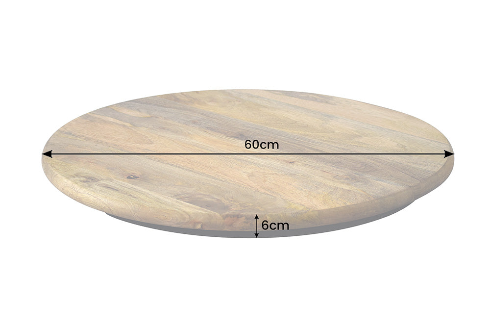 Massiver Drehteller SERVANT 60cm natur Mangoholz drehbare Servierplatte rund