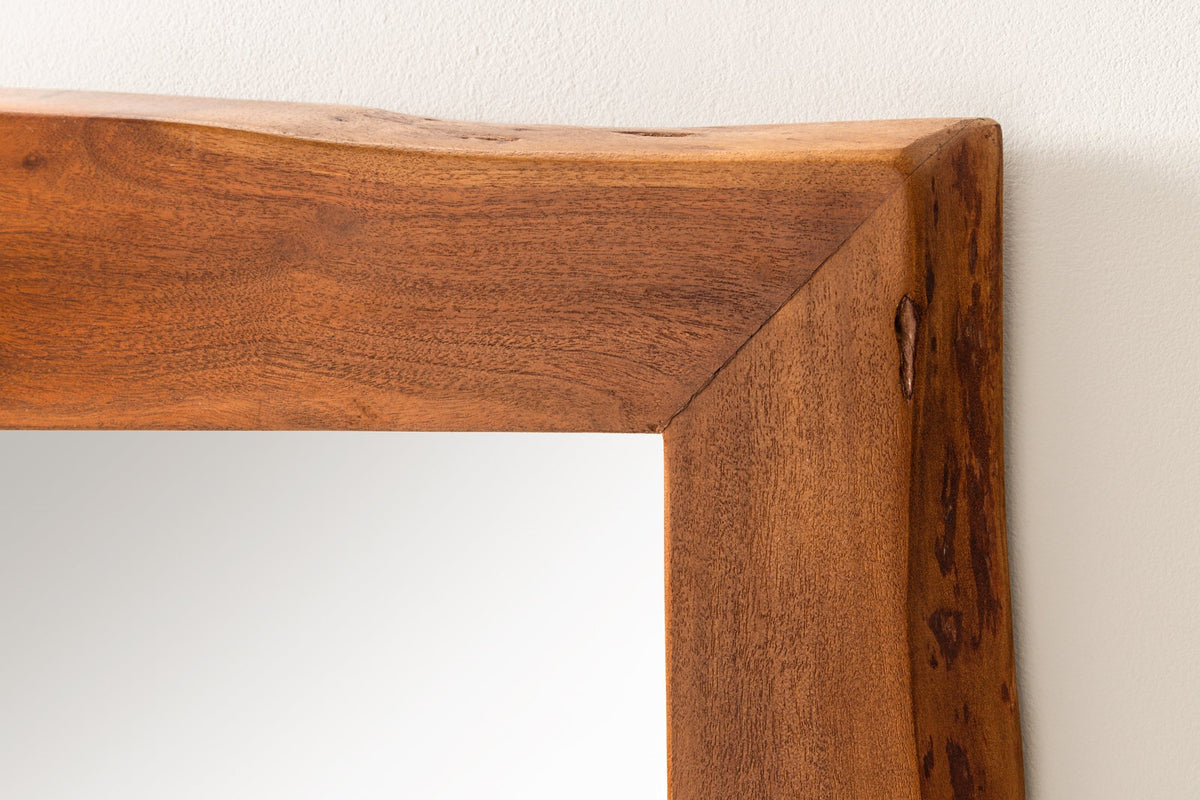 Massiver Spiegel MAMMUT 160cm braun Akazienholz Baumkante Wandspiegel