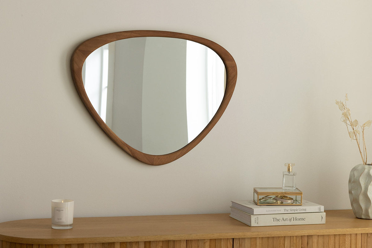 Massiver Wandspiegel ORGANIC 65cm braun Walnussholz-Design