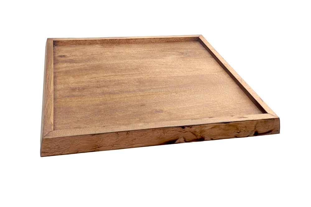Massives Tablett MAKASSAR 50cm braun Mangoholz honey finish handmade