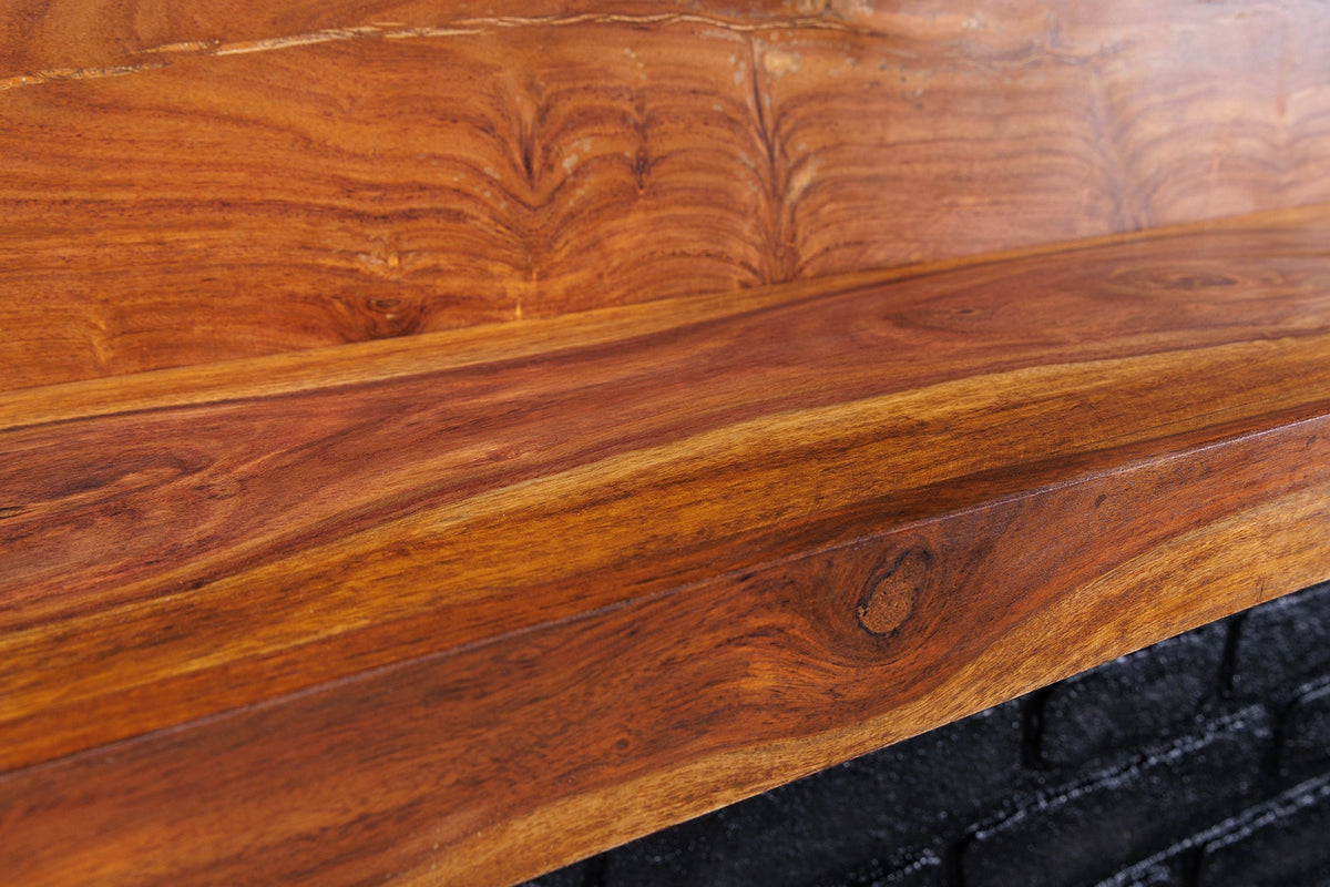 Massives Wandregal MAKASSAR 110cm braun Sheeshamholz stone finish