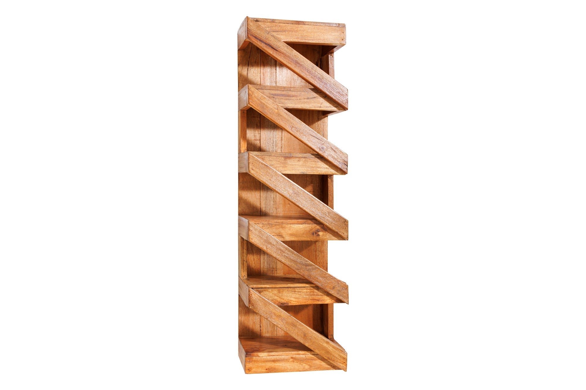 Massives Weinregal MAKASSAR 80cm recyceltes Teakholz für 5 Flaschen Wandregal