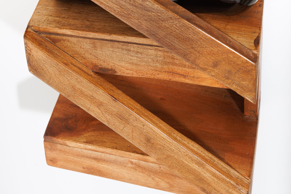 Massives Weinregal MAKASSAR 80cm recyceltes Teakholz für 5 Flaschen Wandregal