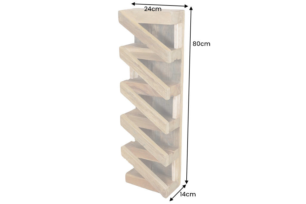Massives Weinregal MAKASSAR 80cm recyceltes Teakholz für 5 Flaschen Wandregal