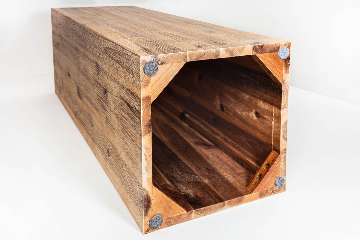 Massivholz Dekosäule COLUMNA 50cm Akazie teak-grau gekälkt Beistelltisch