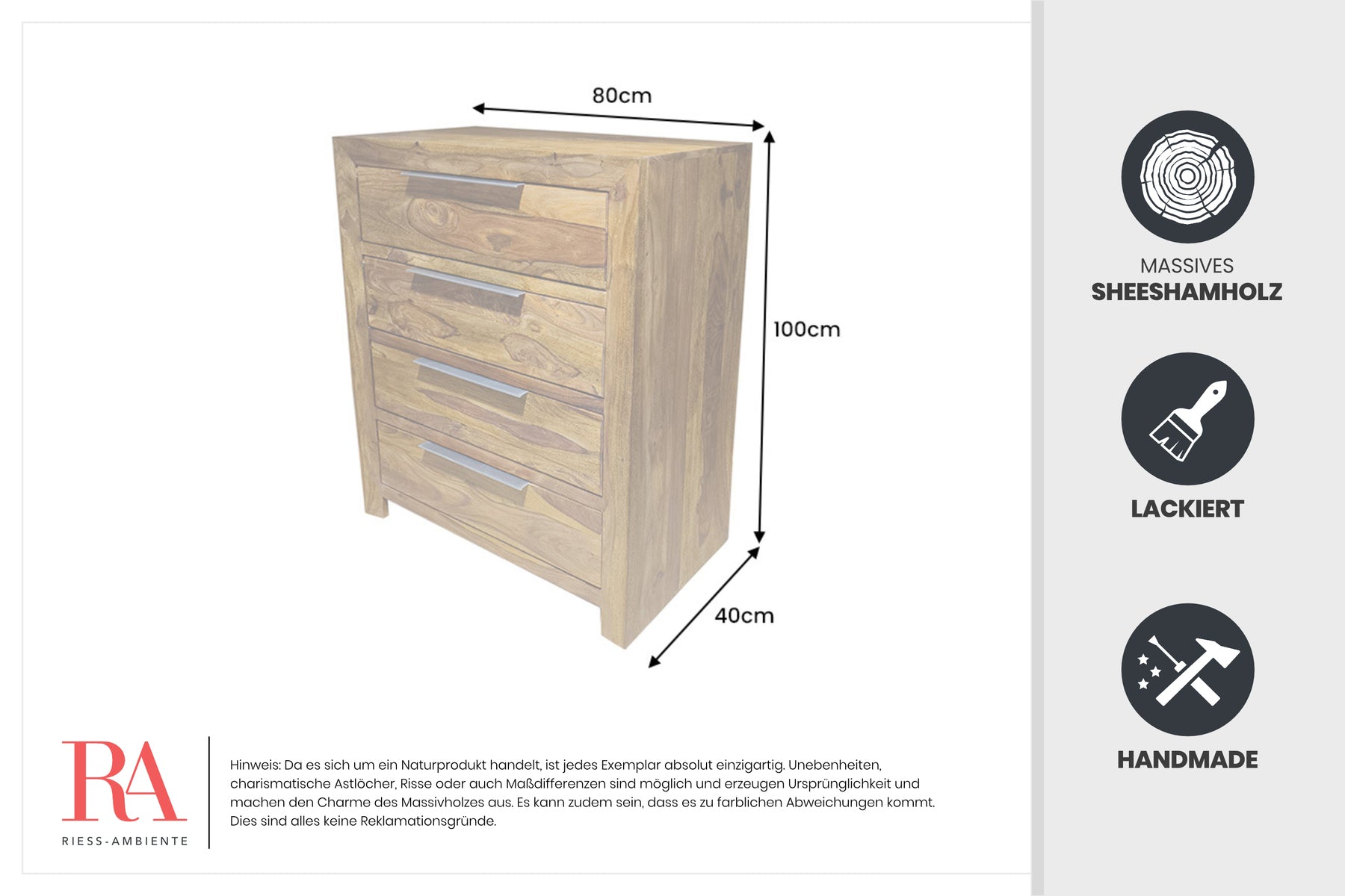 Dimensions de la table