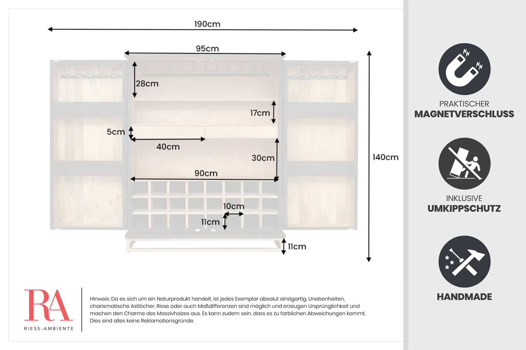 Dimensions de la table
