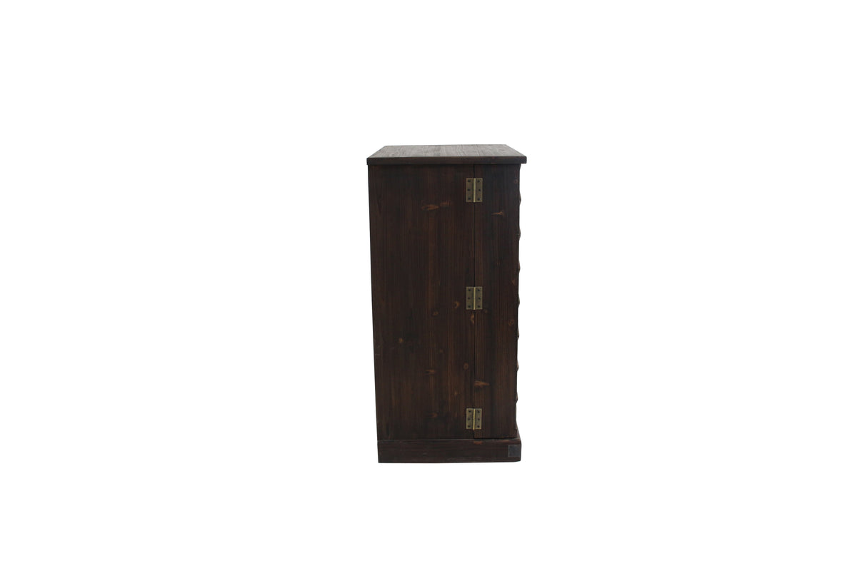 Meuble bar design BODEGA 90cm casier à vin en bois de pin naturel porte-verre tiroirs