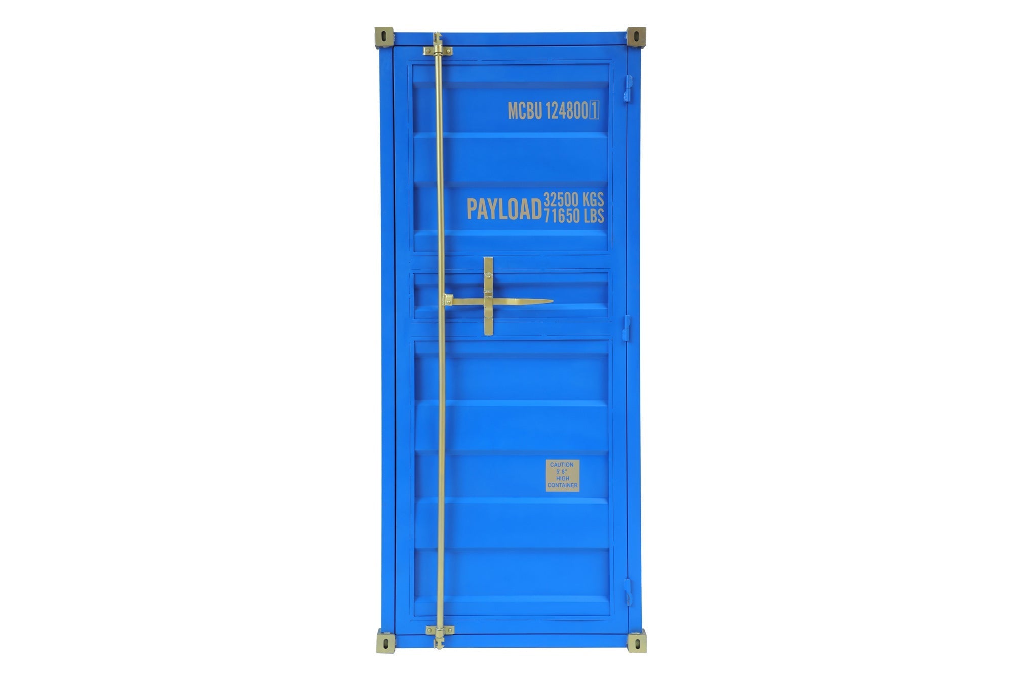 Meuble bar design conteneur GLOBETROTTER 180cm casier à vin bleu upcycling