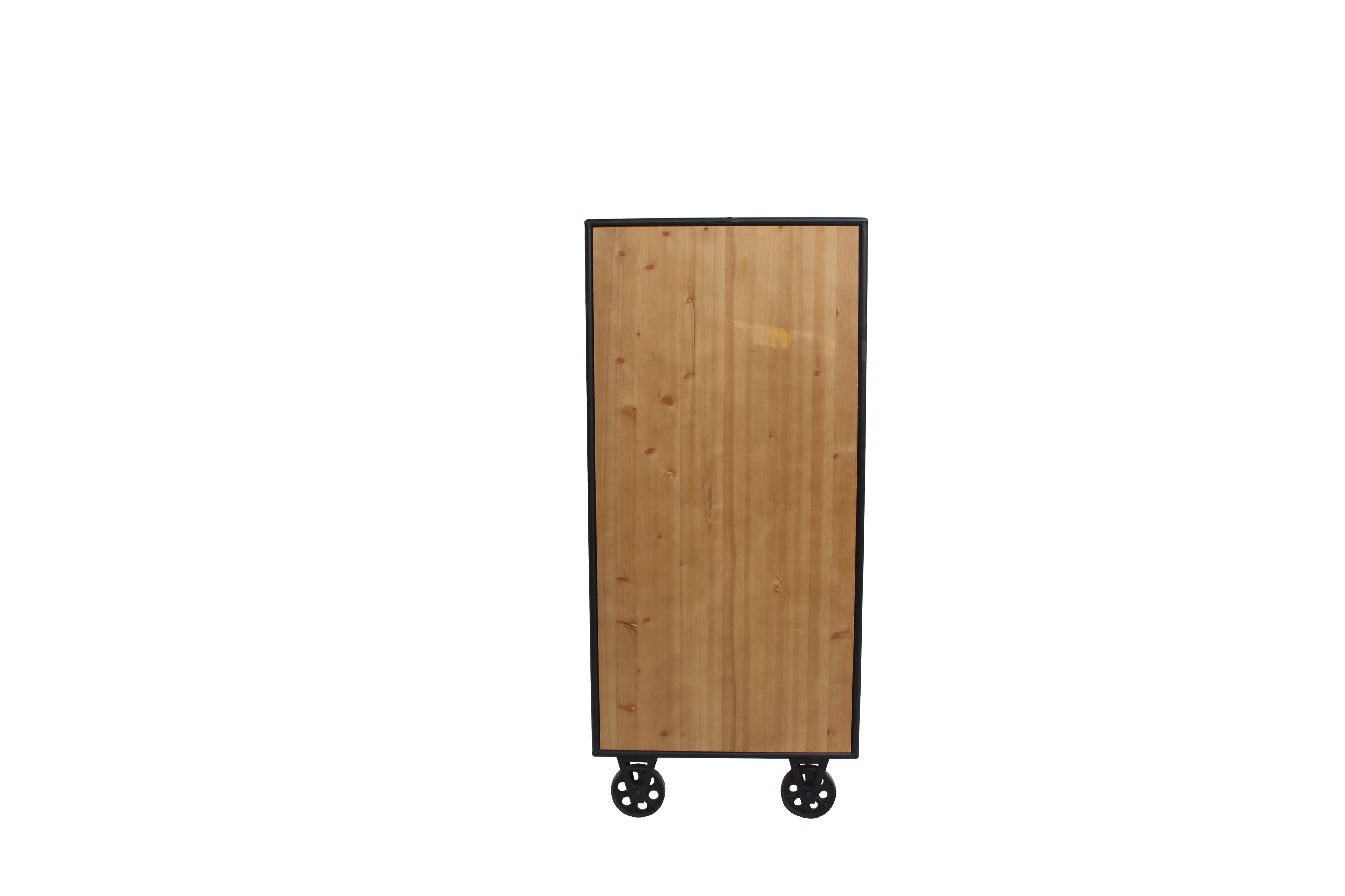 Meuble bar design LOFT 150cm bois de pin naturel métal avec étagère à bouteilles