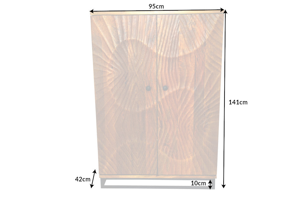 Meuble bar massif SCORPION 141cm en bois de manguier marron avec sculptures 3D élaborées