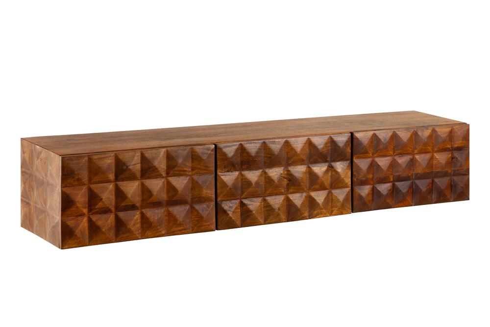 Meuble TV en bois massif VULCANO 160cm suspendu manguier naturel salon