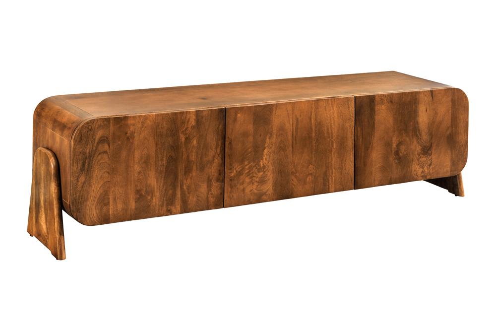 Meuble TV massif BRASIL 160cm meuble bas trois compartiments en manguier marron