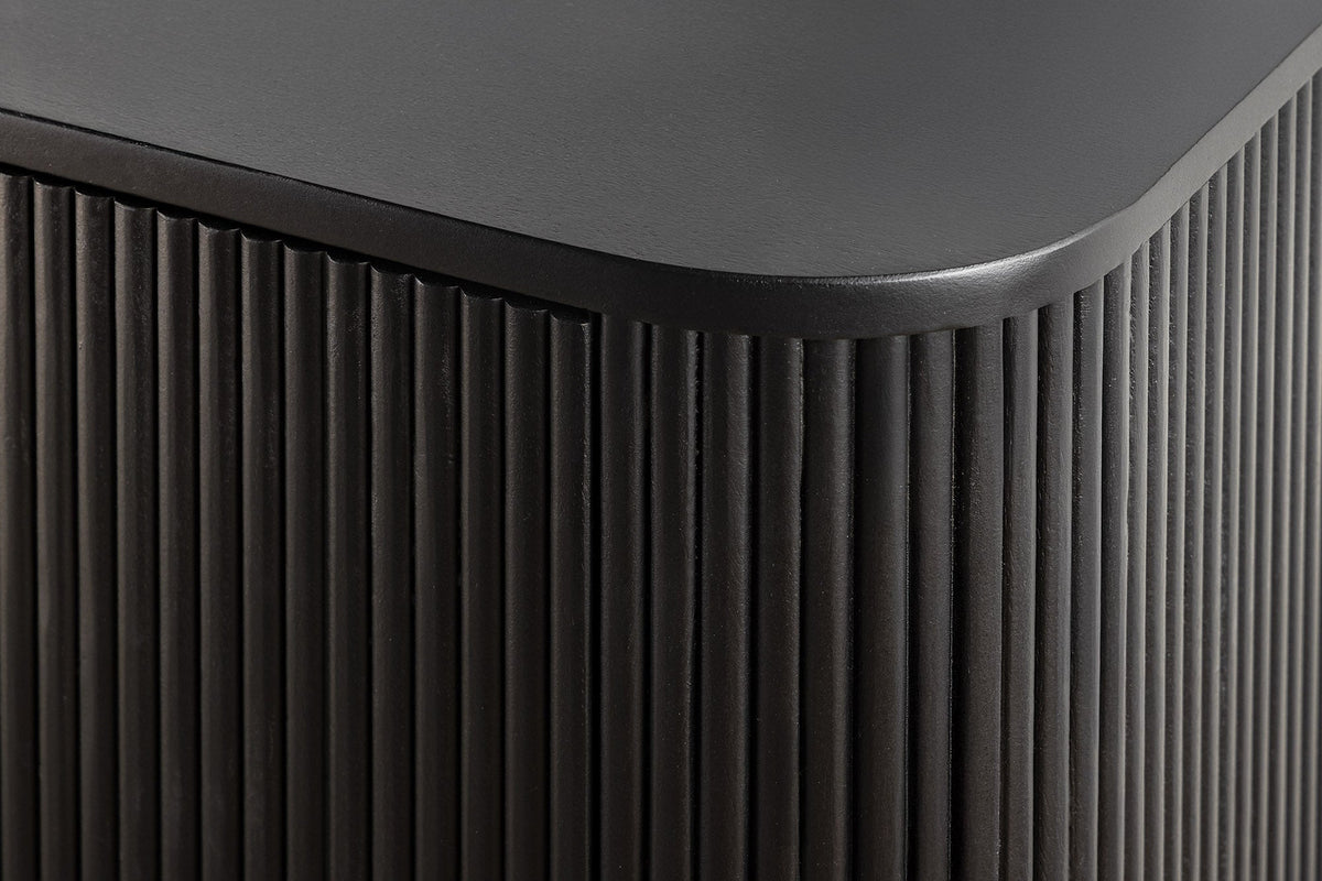 Meuble TV massif GATSBY 160cm meuble bas rétro en manguier noir doré