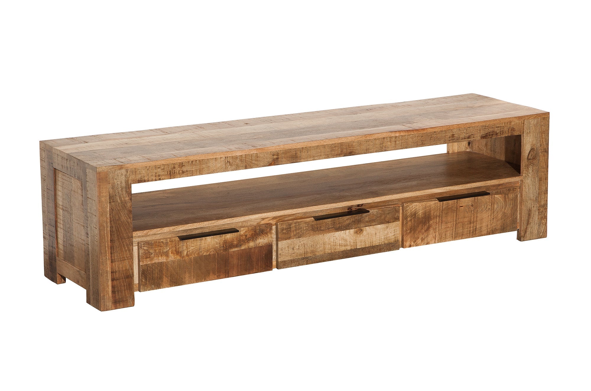 Meuble TV massif IRON CRAFT 170cm meuble bas en manguier 3 tiroirs