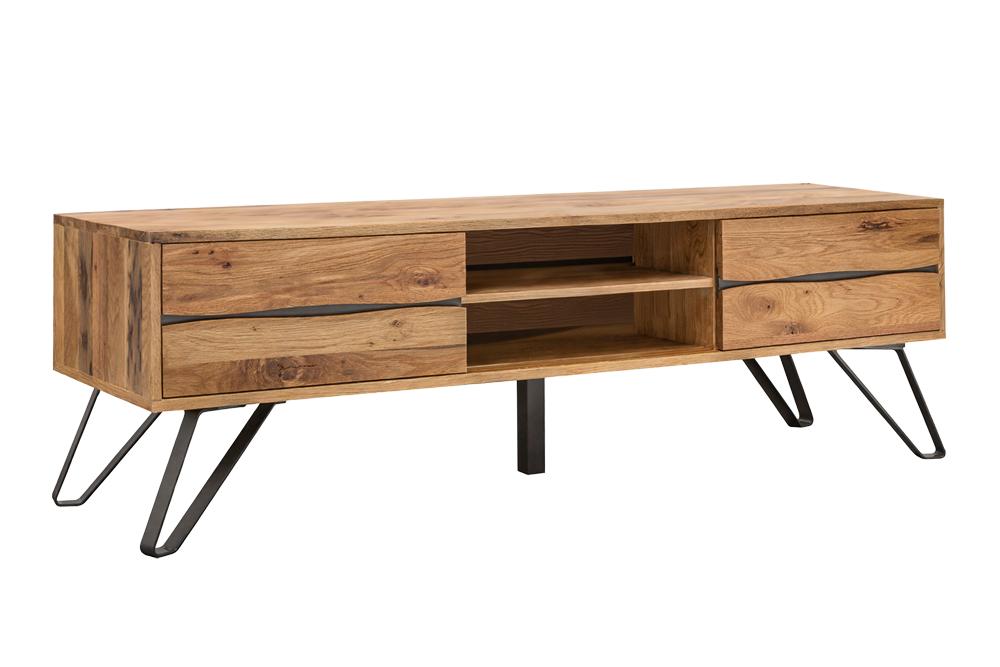 Meuble TV massif LIVING EDGE 160cm chêne sauvage huilé bord d’arbre lowboard