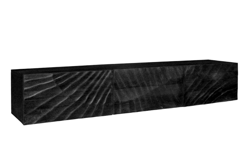 Meuble TV massif SCORPION 160cm meuble bas suspendu en manguier noir