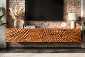 Meuble TV massif SCORPION 200cm meuble bas suspendu en manguier marron
