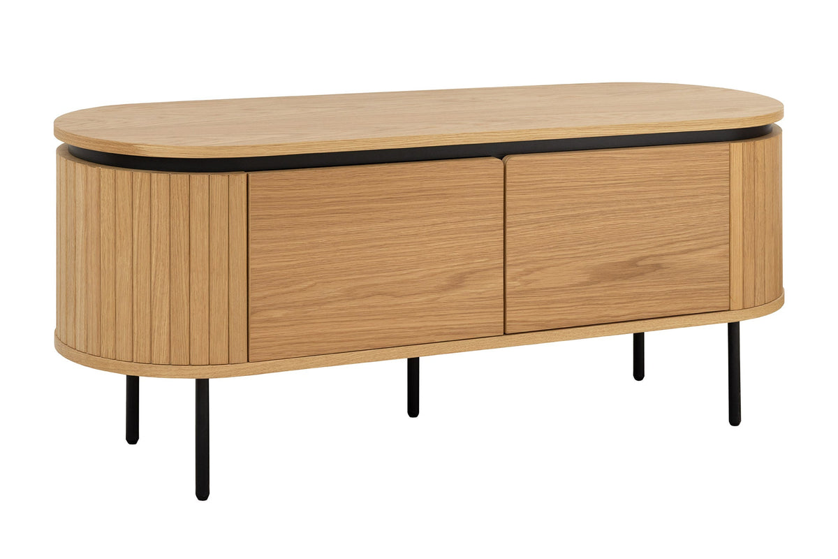 Meuble TV moderne ATELIER 120cm chêne naturel meuble bas en métal noir