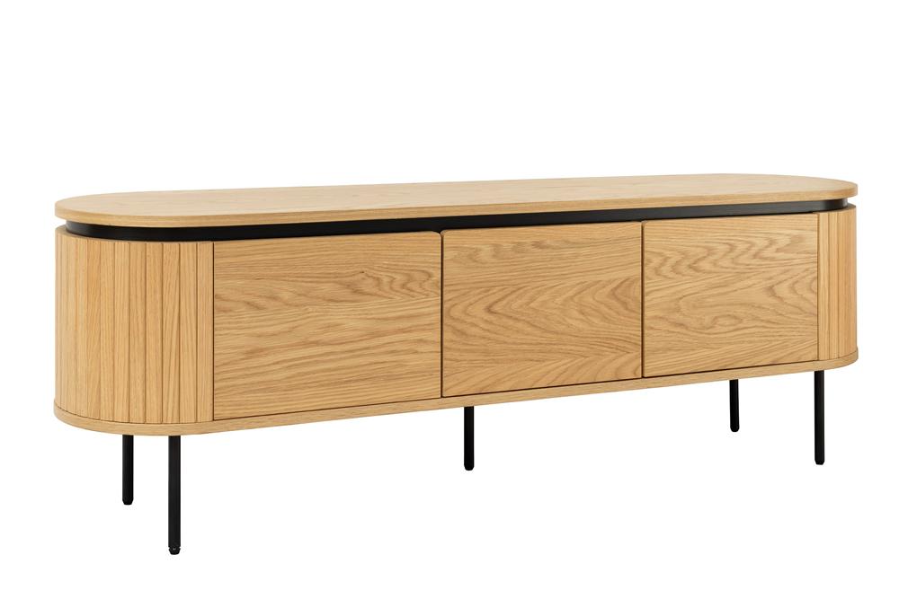 Meuble TV moderne ATELIER 160cm chêne naturel meuble bas métal noir