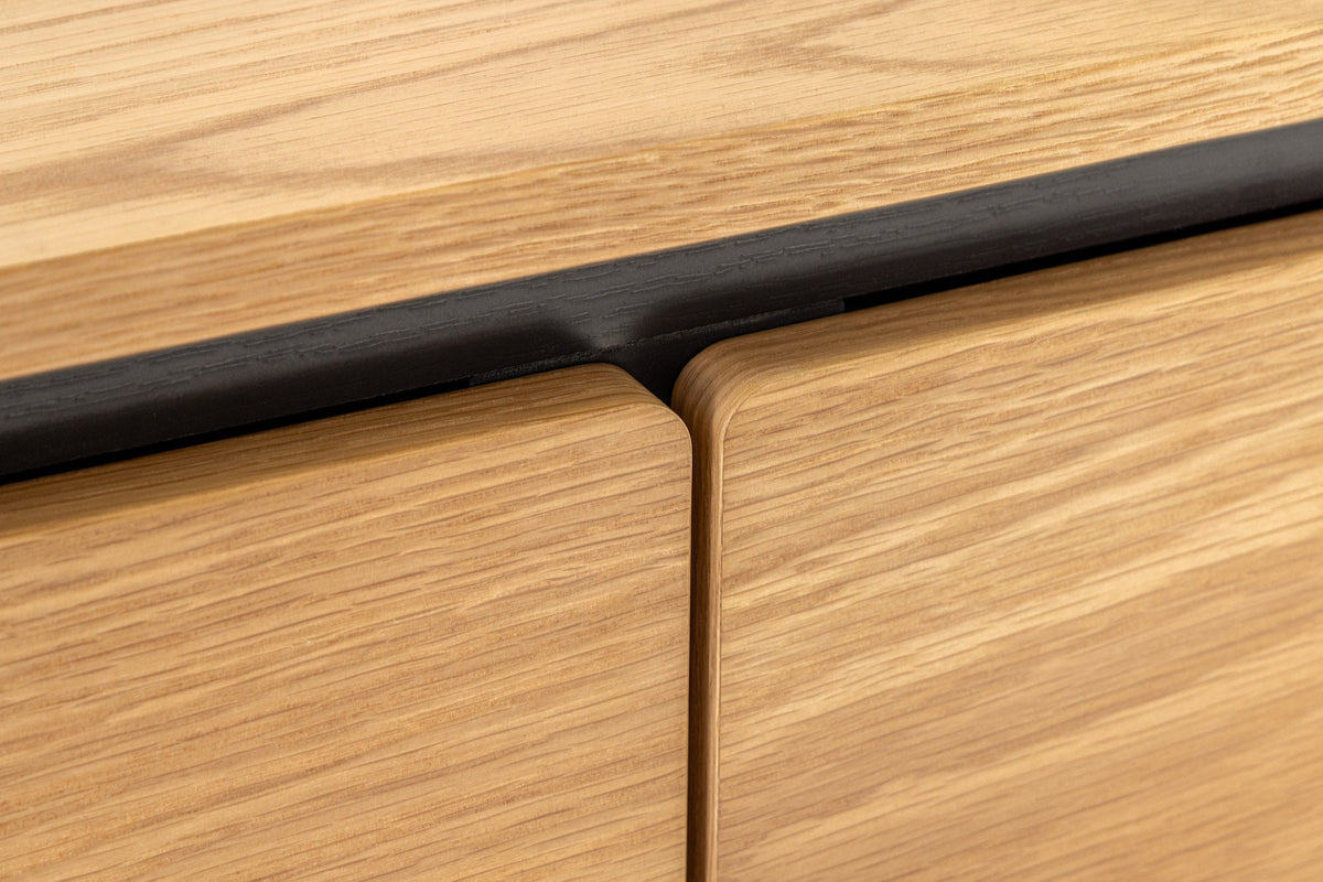 Meuble TV moderne ATELIER 160cm chêne naturel meuble bas métal noir