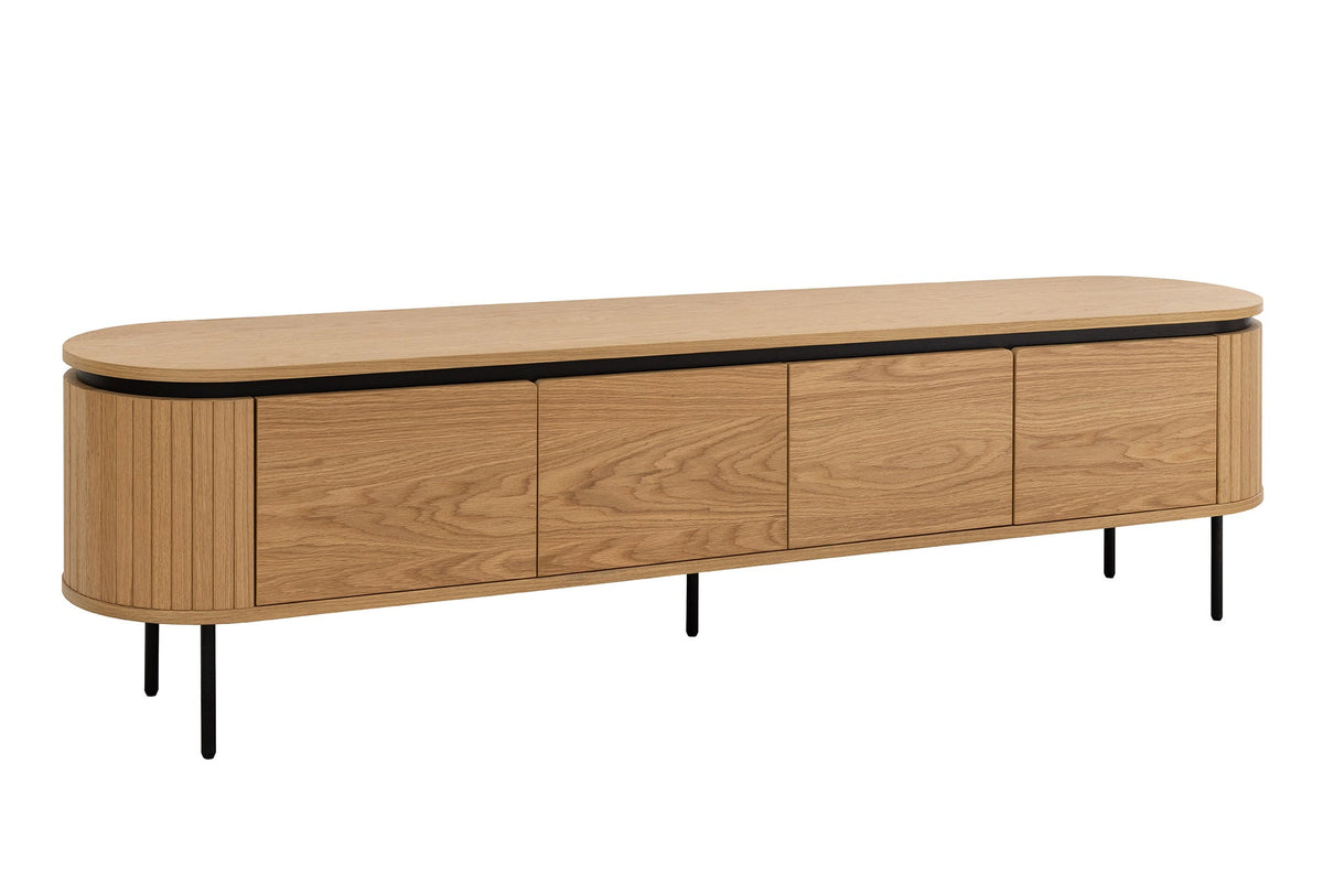 Meuble TV moderne ATELIER 200cm chêne naturel meuble bas en métal noir