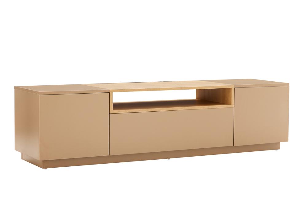 Meuble TV moderne LOFT 160cm gris naturel beige grège trois compartiments tiroir