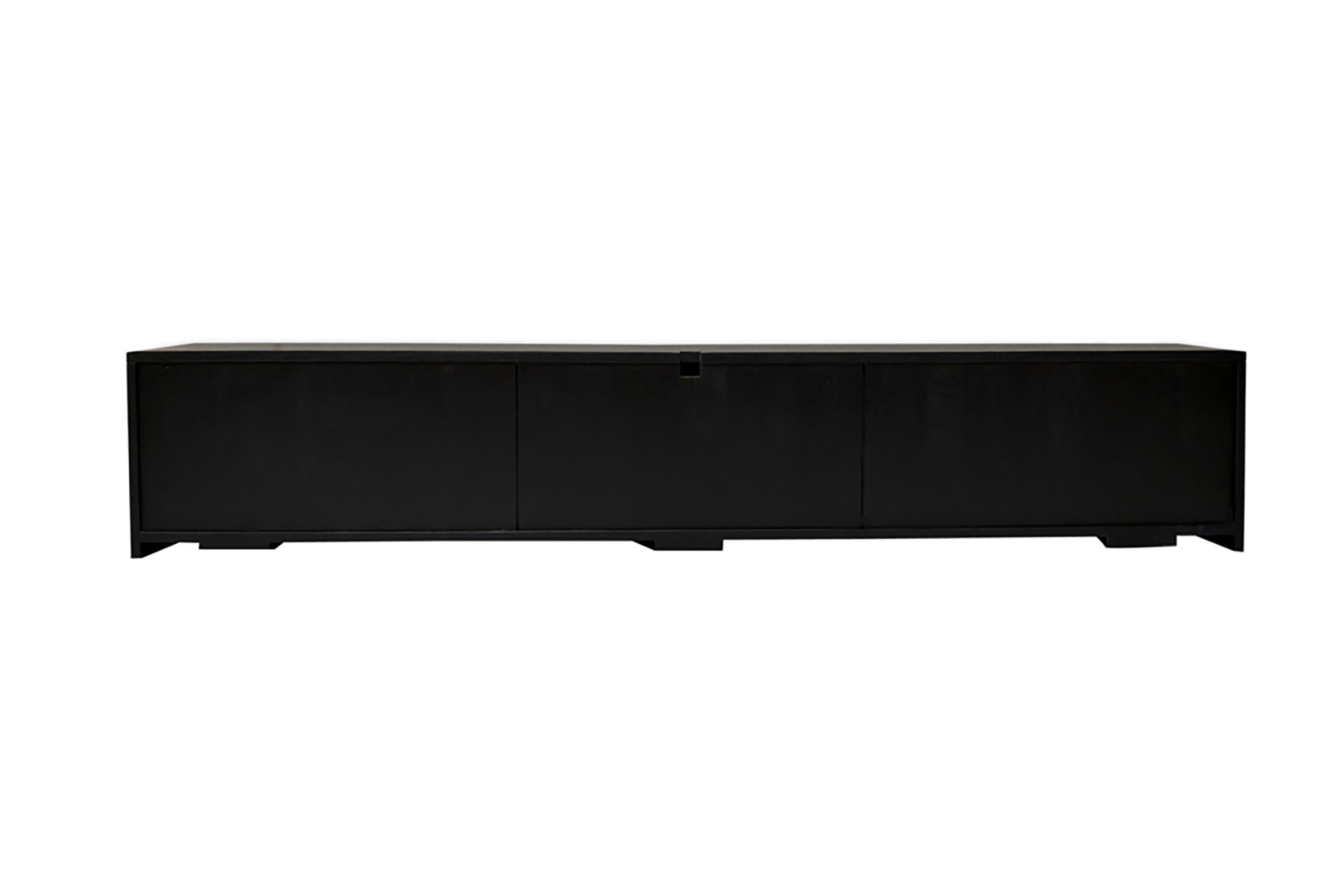 Meuble TV suspendu ILLUSION 160cm en bois de manguier massif noir avec sculptures 3D dorées
