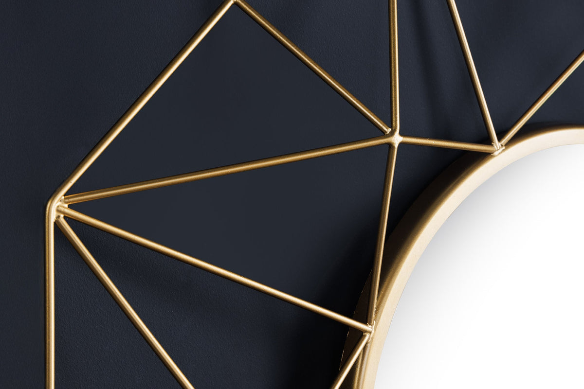Miroir artisanal DIAMOND L 80cm doré en fer au design rétro