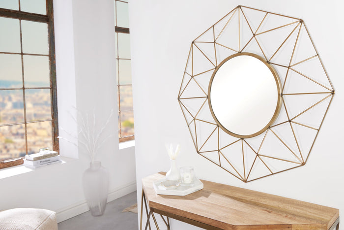 Miroir artisanal DIAMOND XL 90cm en laiton en fer au design rétro