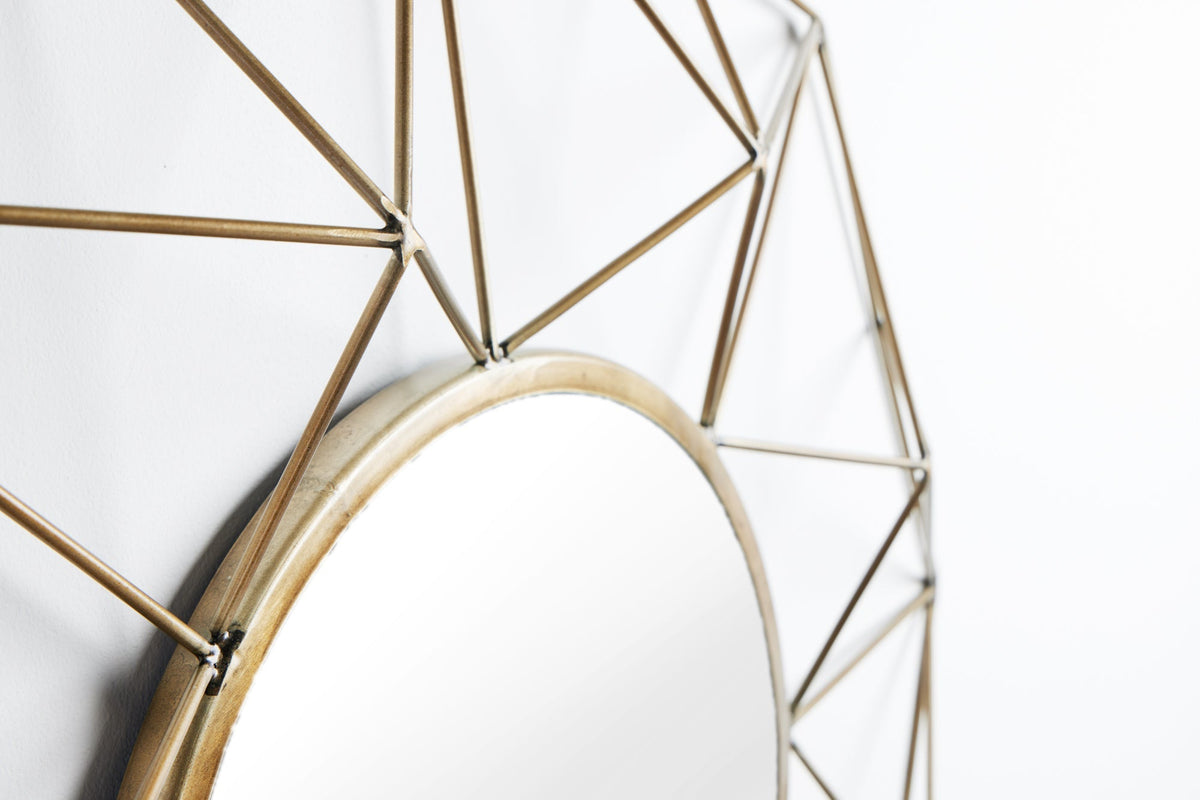 Miroir artisanal DIAMOND XL 90cm en laiton en fer au design rétro
