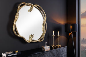 Miroir décoratif SNAKE XL 85cm or métal sculpture de serpent