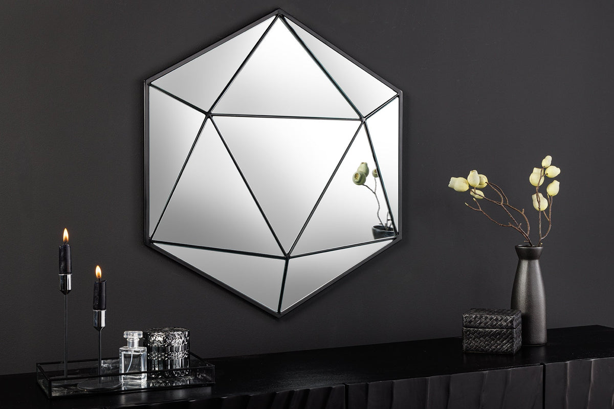 Miroir design DIAMOND 65cm métal noir fait main