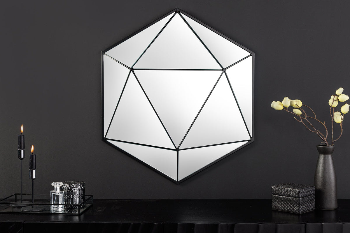 Miroir design DIAMOND 65cm métal noir fait main