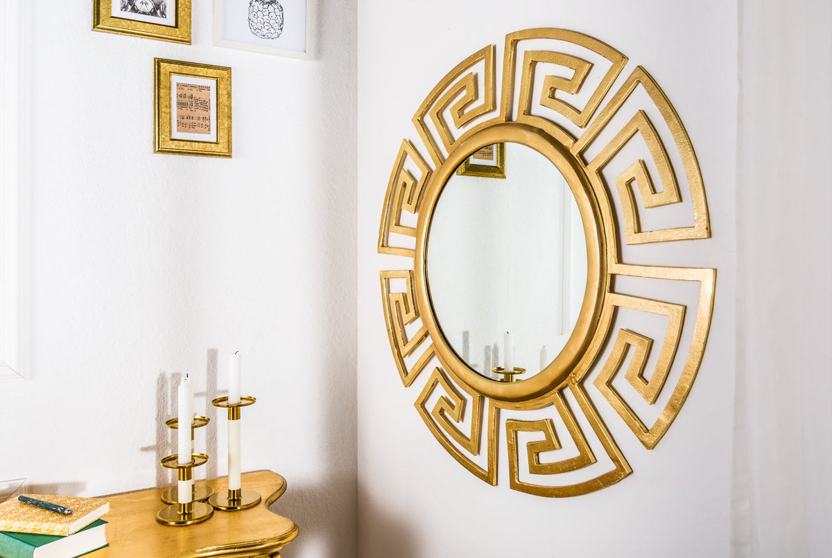 Miroir design glamour EUPHORIA XL 85cm miroir mural doré fait à la main en métal
