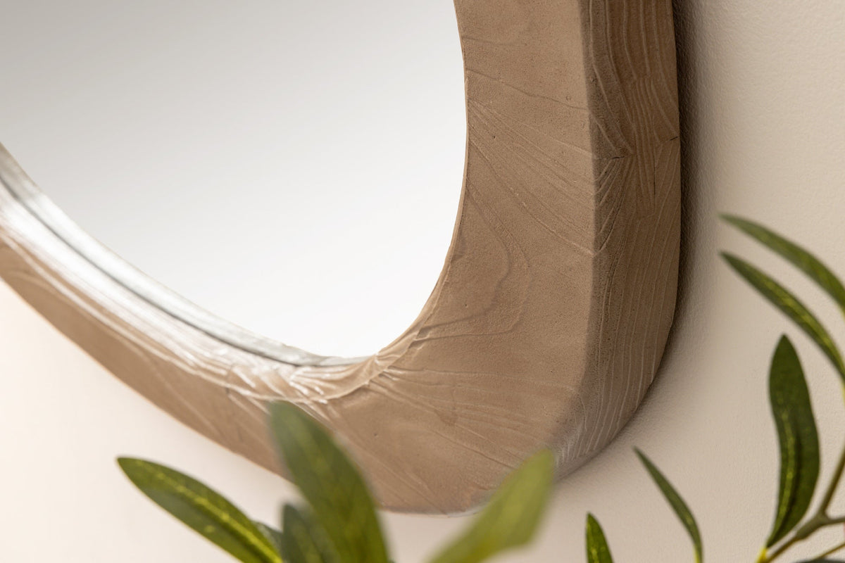Miroir design ORGANIC 105cm naturel beige bois de pin cadre arrondi miroir mural