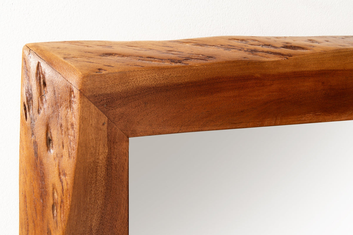 Miroir massif MAMMUT 160cm marron bois d'acacia bord d'arbre miroir mural