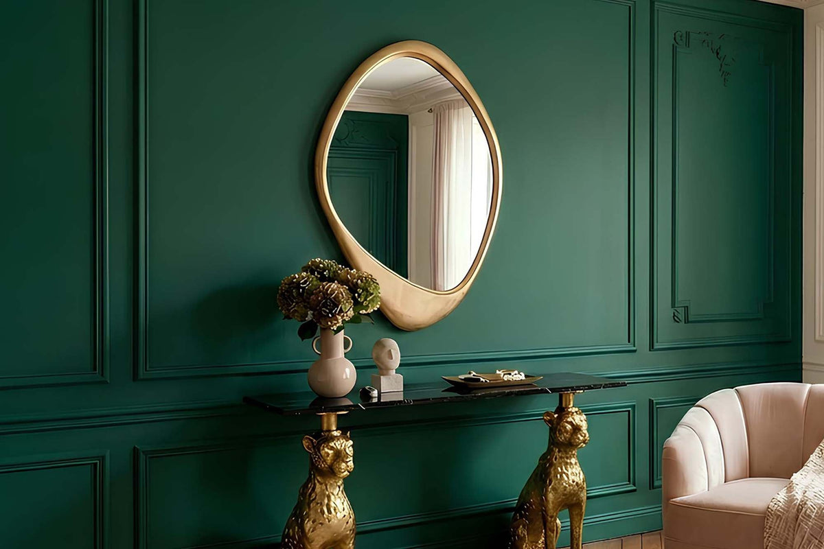 Miroir mural asymétrique ORGANIC 95 cm or flexible à accrocher