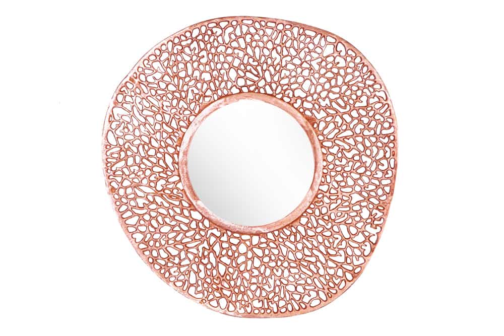 Miroir mural design ABSTRACT LEAF L 115cm motif feuille de cuivre métal fait main