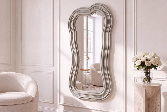 Miroir mural design ALICE II 100cm grège pastel