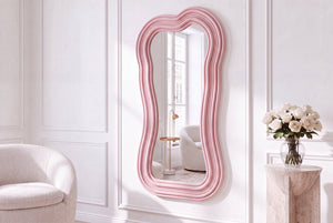 Miroir mural design ALICE II 100cm rose pastel