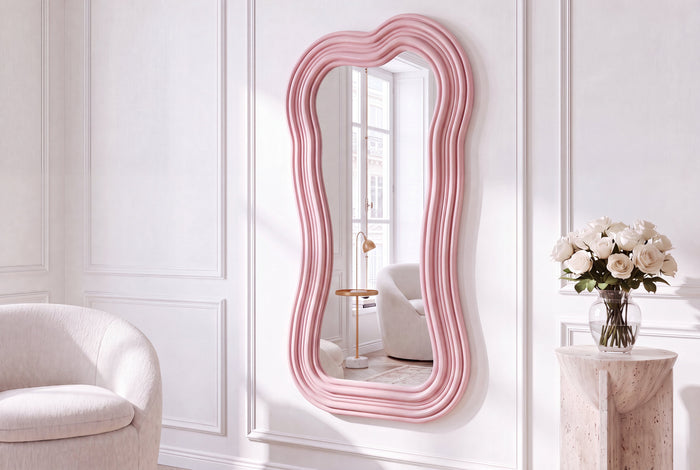Miroir mural design ALICE II 100cm rose pastel