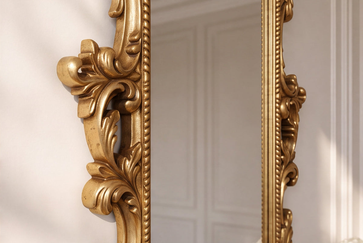 Miroir mural design OPULENT 125cm or décoration de cadre riche en détails Baroque moderne