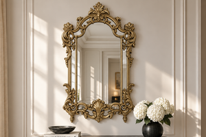 Miroir mural design OPULENT 150cm or décoration de cadre riche en détails Baroque moderne