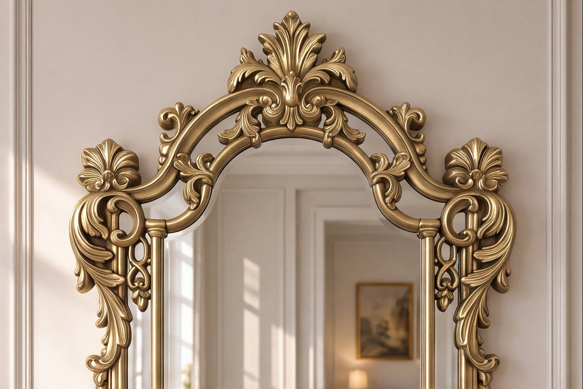 Miroir mural design OPULENT 150cm or décoration de cadre riche en détails Baroque moderne
