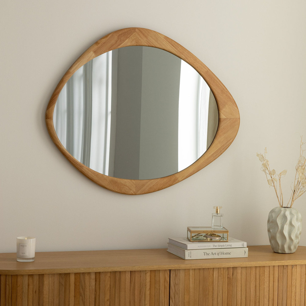 Miroir mural massif ORGANIC 90cm design en bois de chêne naturel