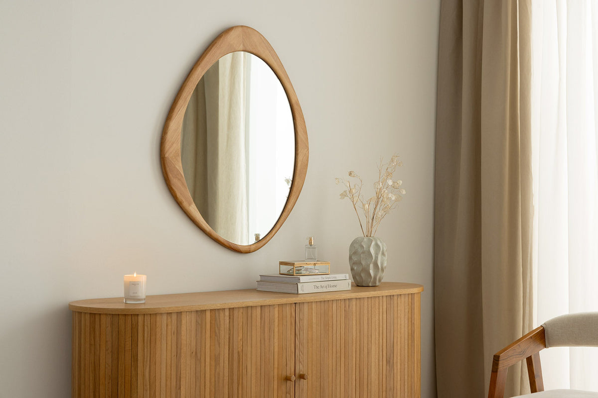 Miroir mural massif ORGANIC 90cm design en bois de chêne naturel