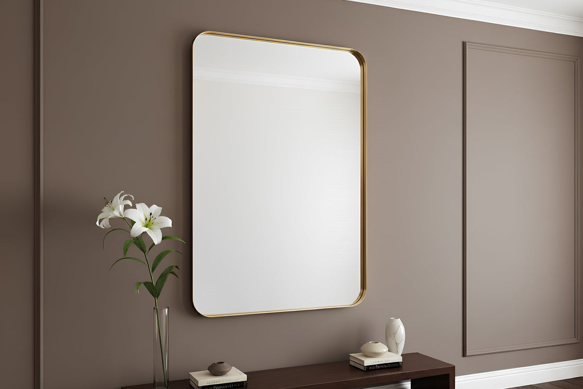 Miroir mural moderne AMSTERDAM 100cm doré Aluminium