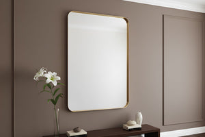 Miroir mural moderne AMSTERDAM 100cm doré Aluminium